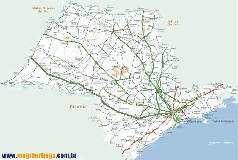Mapa Rodovia Mogi-Bertioga Completo